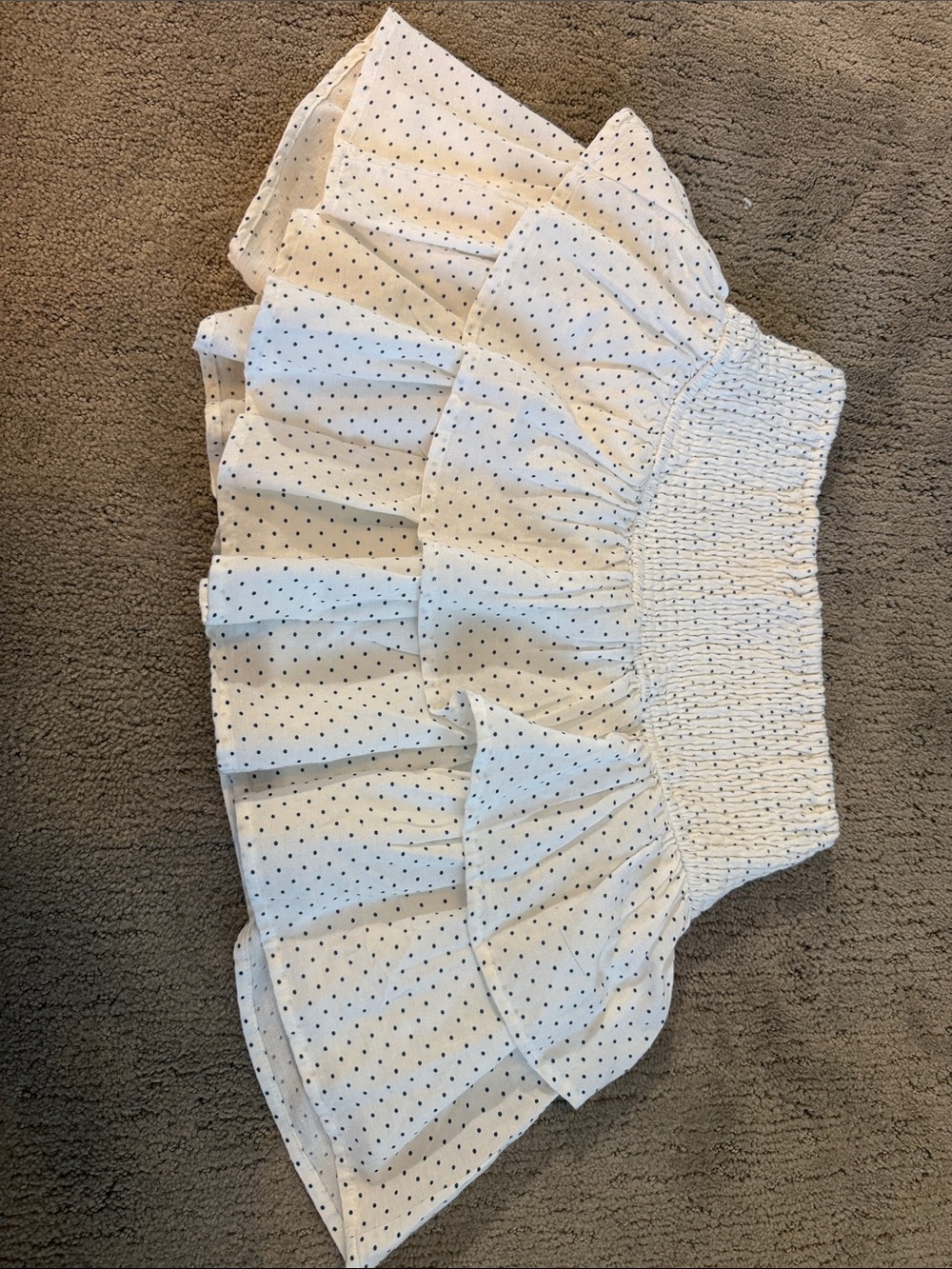 White Polka Dot Smocked Mini Skirt